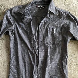 Grey with white texture polka dot dress shirt